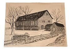 Vintage Barn Farm Landscape Pen And Ink Drawing On Paper Signed McCreary  40