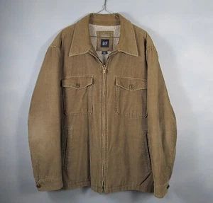 Vtg Gap Jacket Mens XL Tan Corduroy Sherpa Quilted Trucker Barn Chore Coat - Picture 1 of 11