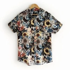 Kenji Men’s Sz L Slim Fit Sunflower Loud Floral Shirt Button Up Soft Casual - Picture 1 of 8
