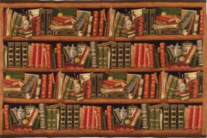 BIBLIOTHEQUE LIBRARY DESIGN 147CM X 95CM 58" X 37" BELGIAN TAPESTRY WALL HANGING - Picture 1 of 3