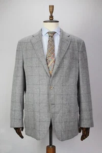 BOGGI Grey WOOL COTTON CASHMERE Windowpane Sport Coat Jacket Blazer 58IT 48US/UK - Picture 1 of 10