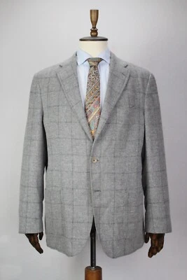 BOGGI Grey WOOL COTTON CASHMERE Windowpane Sport Coat Jacket Blazer 58IT 48US/UK - Image 1 of 4