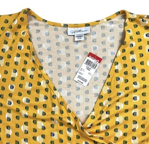 Camisa Jaclyn Smith Imitación Envoltura Mujer XXL Amarillo Blanco Azul Rayón Spandex Elastizada - Imagen 1 de 15
