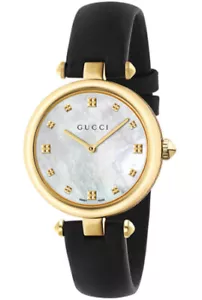 GUCCI Diamantissima MOP Dial GLD PVD Black LTHR Damenuhr YA141404 - Bild 1 von 3