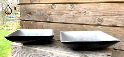 25x25cm 2er Set  silberne Deko Holz Obst Schale Teller silber REDUZIERT - Bild 1 von 4