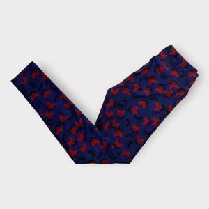 LuLaRoe OS Leggings Women’s New Navy/Red/Black Chevron Print - Picture 1 of 7