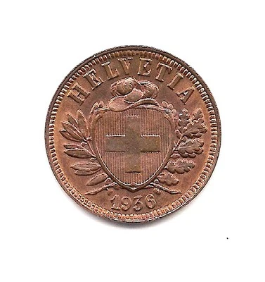 1936 B Switzerland Two Rappen--Mint State Red !! - Image 1 of 2