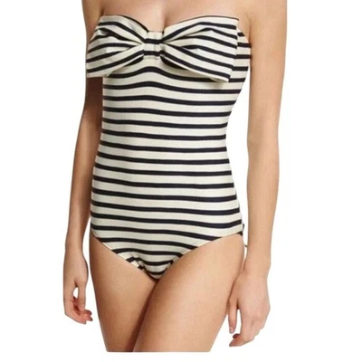 Traje de baño Kate Spade de una pieza con lazo a rayas talla pequeña Foto 1 de 4