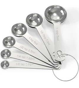 Stainless Steel Measuring Spoon Set of Six Pieces - Picture 1 of 4
