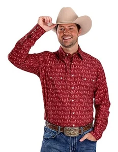 Roper Western Shirt Mens L/S Desert Stripe M Red 03-001-0064-0475 RE - Picture 1 of 2