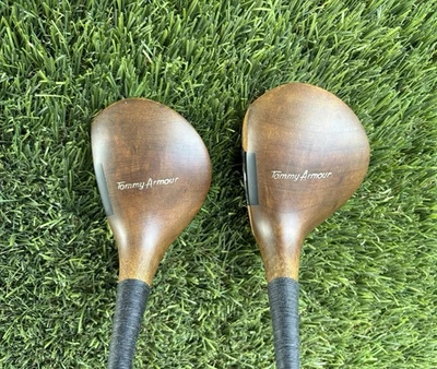 Vintage MacGregor Tommy Armour AT1W Driver And 3 Wood Persimmon Steel Shafts  - Image 1 of 4