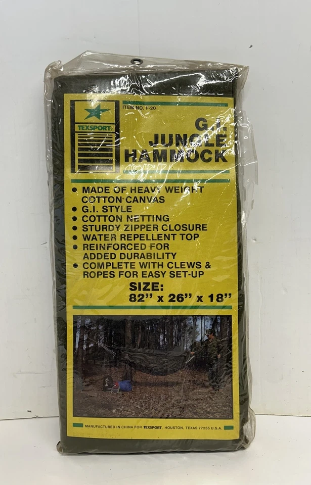 G. I. Hamaca Selva F-20 TEXSPORT 82"X26"X18" Verde Ejército Vintage Árbol Militar Foto 1 de 4