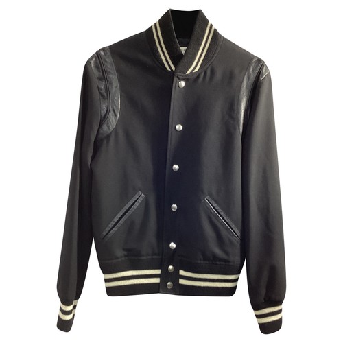 SAINT LAURENT (YSL) Giacca Saint Laurent Teddy Varsity in lana uomo nera taglia 46