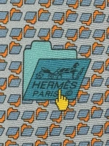 HERMES 645752 HA light gray “ File” 100% Silk tie new in box with tags - Picture 1 of 6