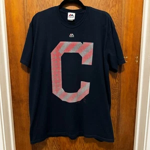 En muy buena condición Majestuoso Cleveland Indians Guardians Logo C Bandera de EE. UU. Béisbol T Azul Marino XL - Imagen 1 de 6