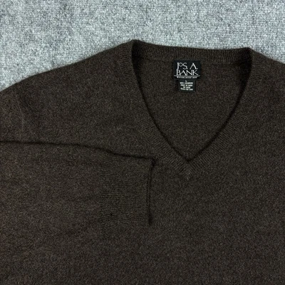 Jos A Bank Sweater Mens Large Brown 100% Cashmere V Neck Pullover Soft Classic - Image 1 of 4