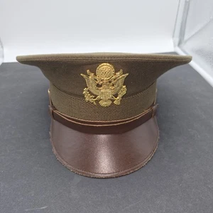 U.S. WWII Officer Visor Crusher Cap: Winter (OD Green) 7" x 8" Reproduction - Picture 1 of 13