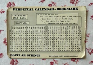 Marcador calendario perpectivo de ciencia popular 1952 vintage papel antiguo efímero - Imagen 1 de 3