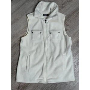 Women's Ladies *CHAPS* Full Zip Fleece Vest Size LARGE Cream Pockets - Picture 1 of 6