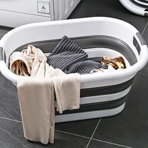 Cesta de lavandería plegable de silicona para lavar tela plegable contenedor de almacenamiento emergente 247 - Imagen 1 de 9