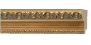 18' CLASSIC PICTURE FRAME MOLDING 3" WIDE ANGLED SCOOP GOLD LEAF ORNATE CARVING - Picture 1 of 5