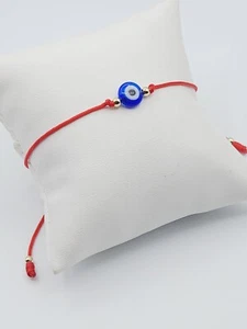 Lucky Eye Waterproof Bracelet Blue Evil Eye Red String Protection Men Women 14k - Picture 1 of 16