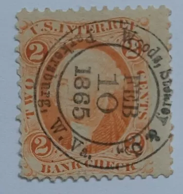 United States (USA) Revenue: 10/02/1865, 2c. Bank Chq. Orange. Top Cancel. - Image 1 of 4