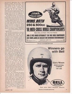 RARE 1969 Bell Motorcycle Helmet Print-Ad /  Gary Nixon - Great Photo - Picture 1 of 1