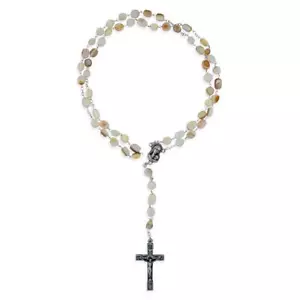 Vatican Imports Catholic Rosary with Natural Stone Beads White - Picture 1 of 4