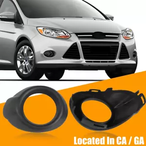 Fits Ford Focus 2012-2014 Front Bumper Fog Light Black Cover Bezels Housing Pair - Foto 1 di 5