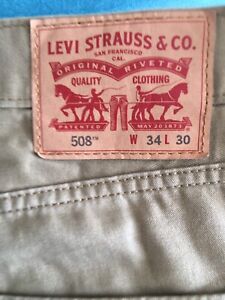Mens Khaki Denim Levi's 508 Zip Fly jeans 34" waist, 30" Leg, VGC. Clean