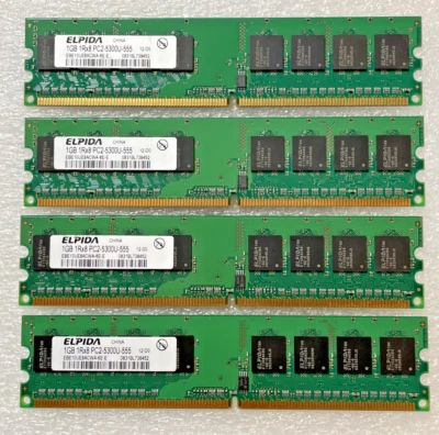 4GB ELPIDA  EBE10UE8ACWA-8G-E  1GB 1RX8 PC2-6400U-666 12-D0 - Image 1 of 3