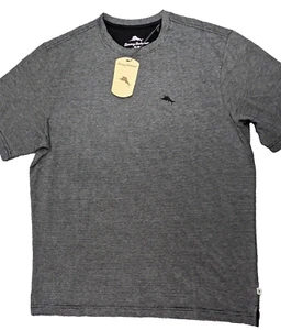 Tommy Bahama T-Shirt Mens Medium Bali SS Black Striped Marlin Logo Beach - Picture 1 of 12