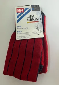 HH LIFA Merino Blue Alpine Mens Intermediate Wool Socks Red US 11-12.5 Italy NWT - Picture 1 of 4