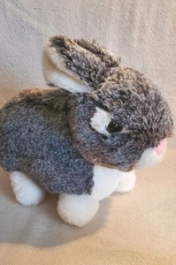 2017 Animal Adventure Gray & White Bunny Rabbit Pink Nose Stuffed Animal Plush - Picture 1 of 14