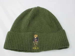 Polo Ralph Lauren Men's Green Polo Bear Camo Pants Wool Blend Cuff Beanie - Picture 1 of 9