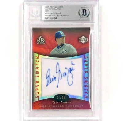 Camiseta deportiva Eric Gagne autografiada completa firmada 2005 UD Reflections jumbo GU/25 BGS BAS Foto 1 de 2