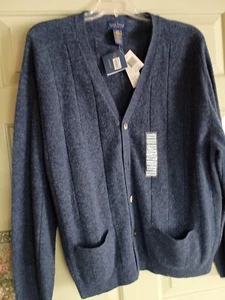 Charter Room Blue 100% Lamb Wool Cardigan Sweater Men XL NWT - Picture 1 of 6