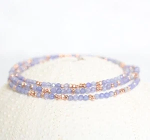 AAA Blu Tanzanite Sfaccettata Tonda 2MM Piccole Perline Gemme Bellissimo Bracciale 6-8" - Foto 1 di 12