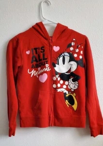 Disney Kids Hoodie Jacket It's All About Minnie Red Size XL 14/16 Full Zip - Picture 1 of 13