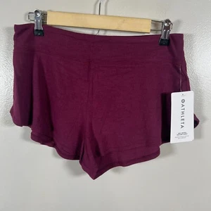 Athleta Well Rested Ribbed Sleep Short Size Small Burgundy Lounge Soft Comfy - Bild 1 von 11