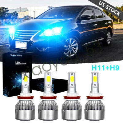 Faro LED azul hielo H11 H9 para Nissan Sentra Pathfinder 2017-2019 haz Hi/LO Foto 1 de 4