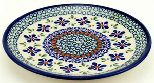 Polish Pottery Plate 7.5 Inch from Zaklady Boleslawiec Mosaic Flower Design - Picture 1 of 3