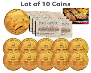 10 Count 1976 JFK Half Dollar US Coins 24K GOLD PLATED w/Capsules - Picture 1 of 1