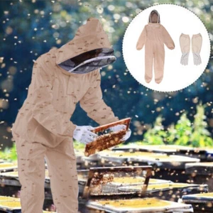 XXL Full Body Anti-bee Suit Cotton Beekeeping Clothing w/Veil Hood&Gloves Unisex - Picture 1 of 11
