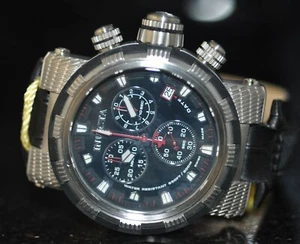 Invicta Men's Reserve Swiss Chrono Black Dial Black Genuine Leather Watch 11230 - Picture 1 of 3