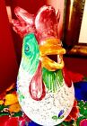 VTG. F.C. DERUTA  Rooster Pitcher, Floral Hand-Painted Pottery, ITALY