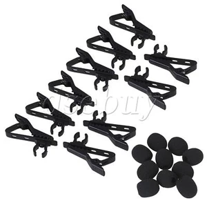10 Pieces Mic Lapel Tie Clip and Microphone Windscreen Cover Kit for Recording - Afbeelding 1 van 8