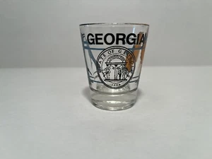 State of Georgia Coat of Arms Shot Glass State Bird Brown Thrasher Cherokee Rose - Picture 1 of 9
