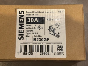 USADO POR 1 DÍA - EN CAJA SIEMENS B230GF 2P 30AMP GFI PERNO EN INTERRUPTOR - Imagen 1 de 2